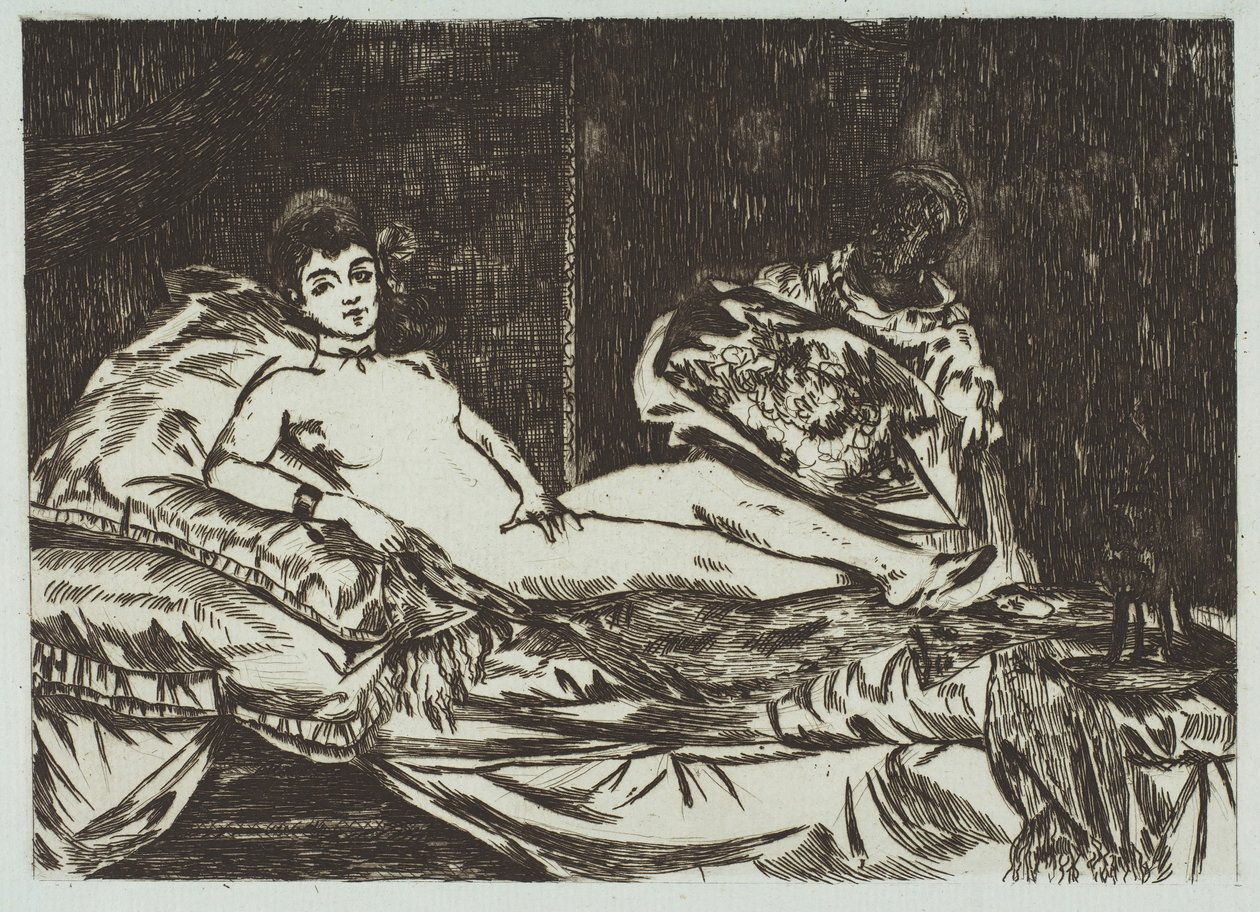 Olympia nagytányér, 1867. január-május. alkotó: Édouard Manet