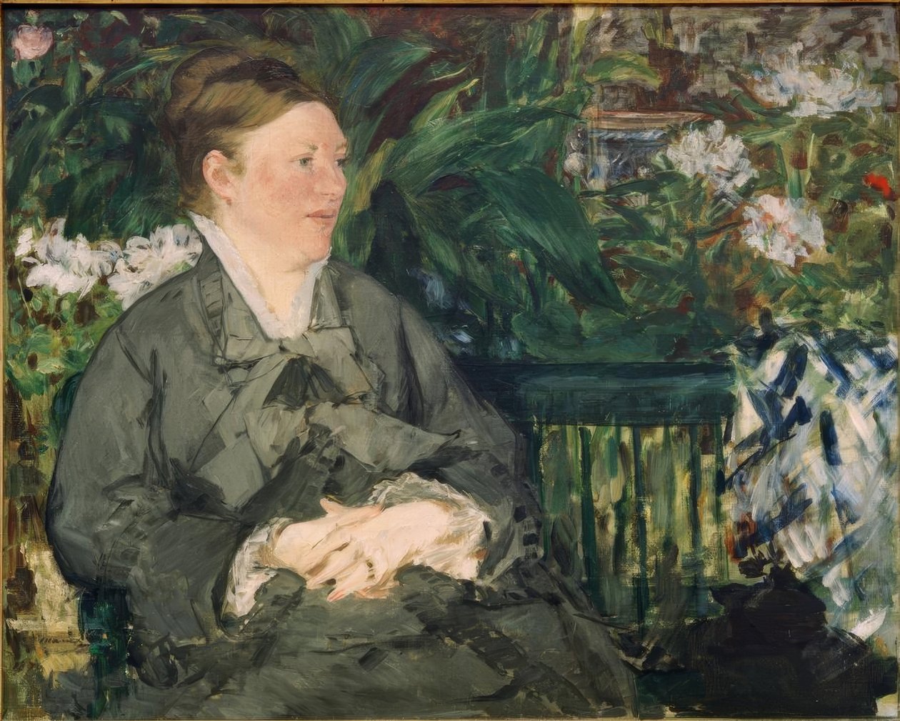 Madame Manet portréja az üvegházban alkotó: Édouard Manet