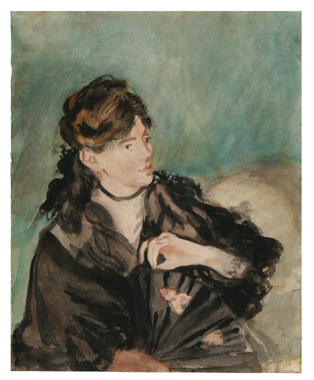 Berthe Morisot portréja legyezővel alkotó: Édouard Manet