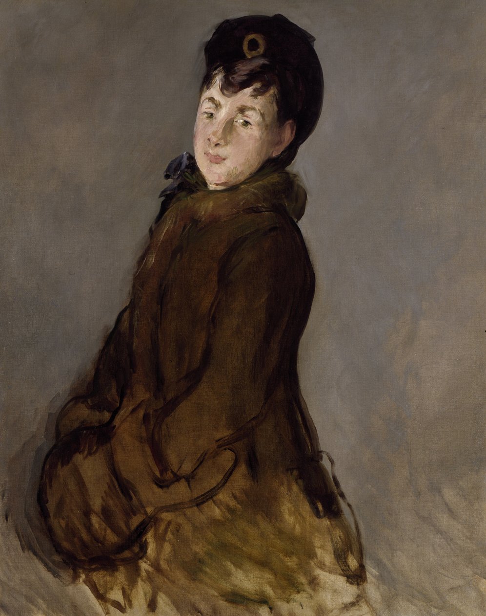 Isabelle Lemonnier portréja muffal, 1879 körül (olaj, vászon) alkotó: Édouard Manet
