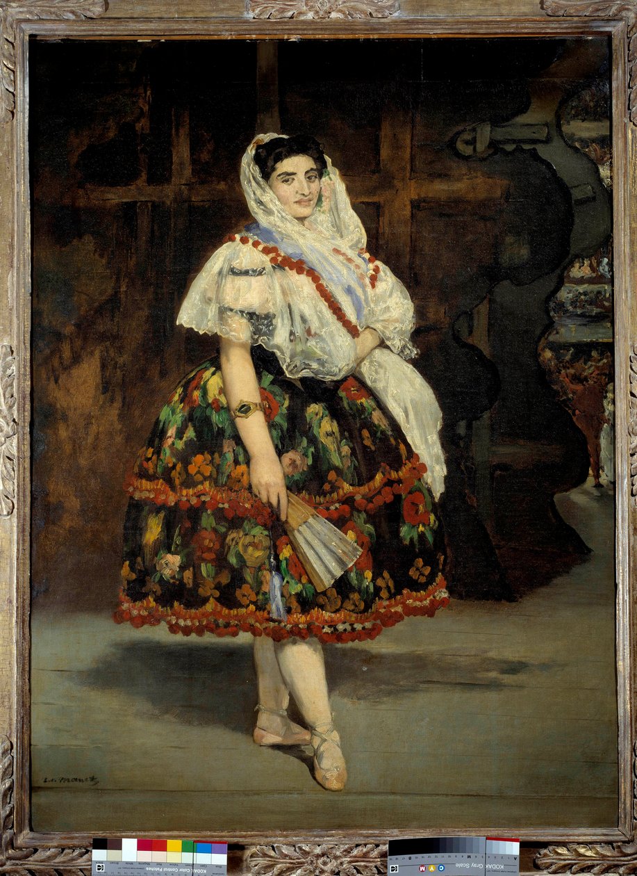 Lola de Valencia portréja Lola Melea táncosnőt hagyományos spanyol viseletben ábrázolják. Edouard Manet (1832-1883) festménye 1862 Dim. 1,23x0,92 m Párizs, Musee d