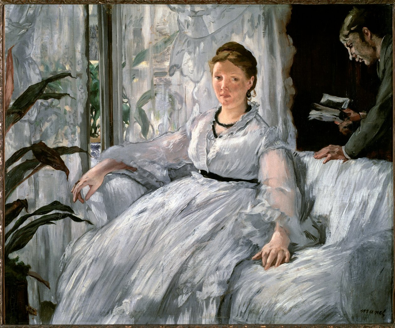 Olvasás. (Suzanne Manet és fia, Leon Koella-Leenhoff portréi) - 1865. Olaj, vászon alkotó: Édouard Manet