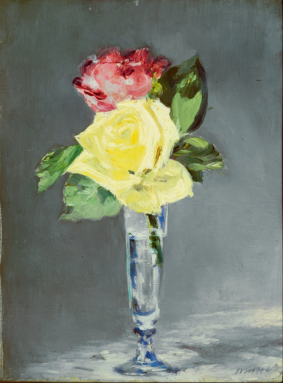 Rózsák pezsgőspohárban alkotó: Édouard Manet