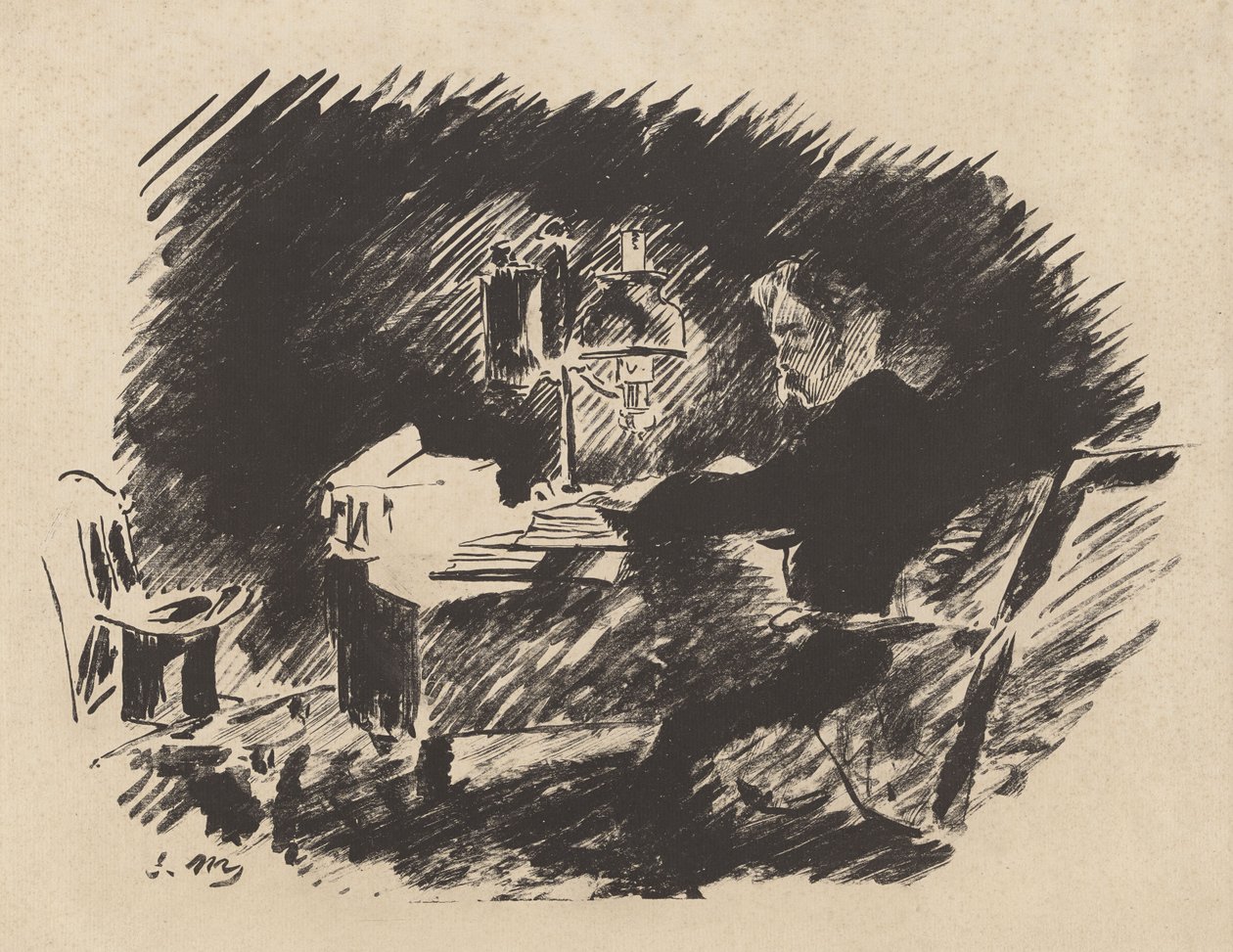 A lámpa alatt, Stéphane Mallarmé Edgar Allan Poe A holló című művének fordításából alkotó: Édouard Manet