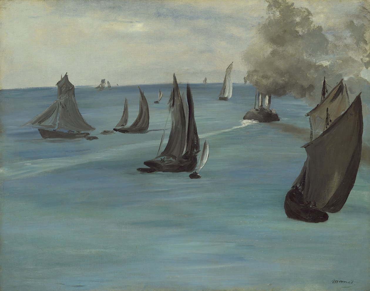 Gőzhajó elhagyja Boulogne-t, 1864 alkotó: Édouard Manet