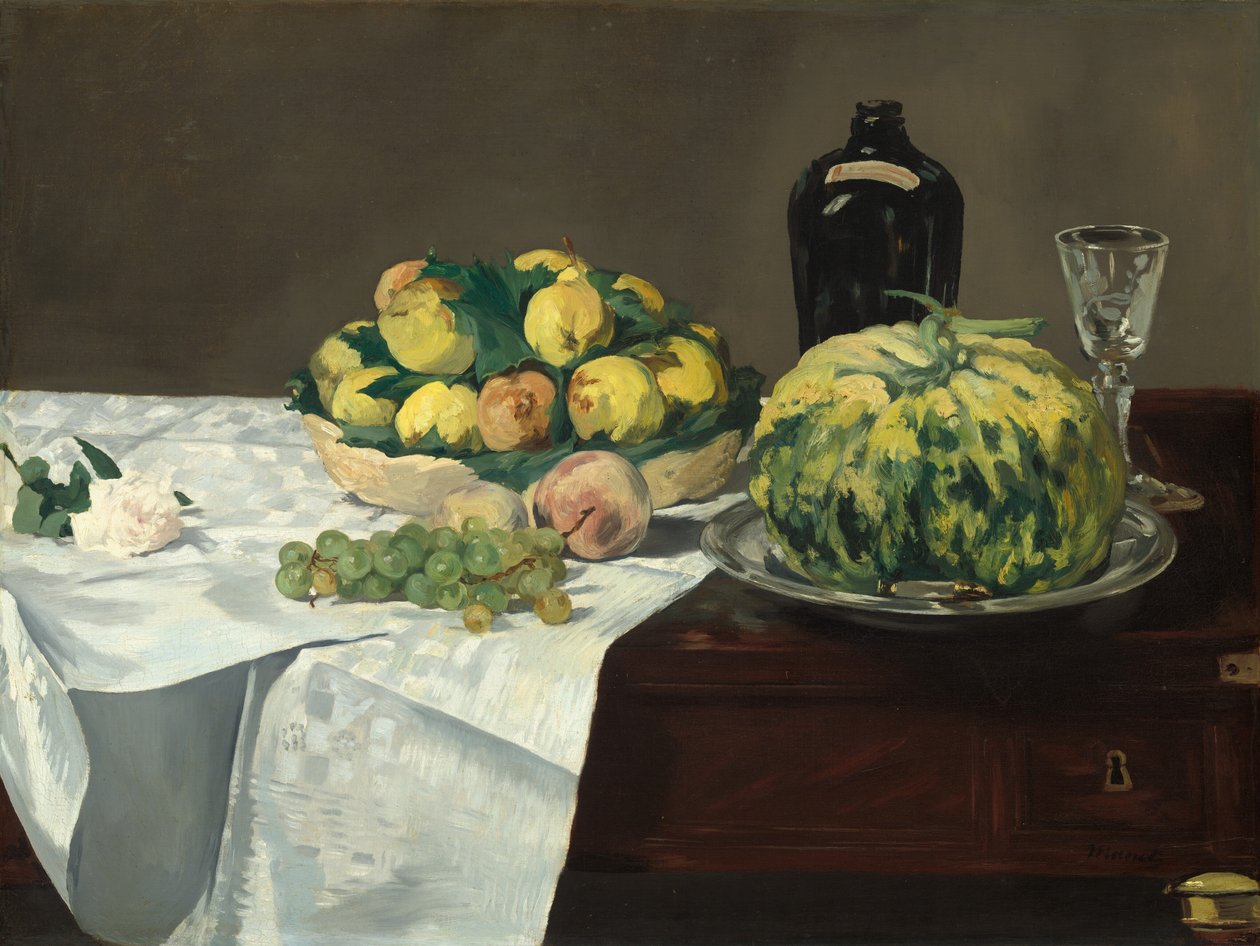 Csendélet dinnyével és őszibarackkal alkotó: Édouard Manet
