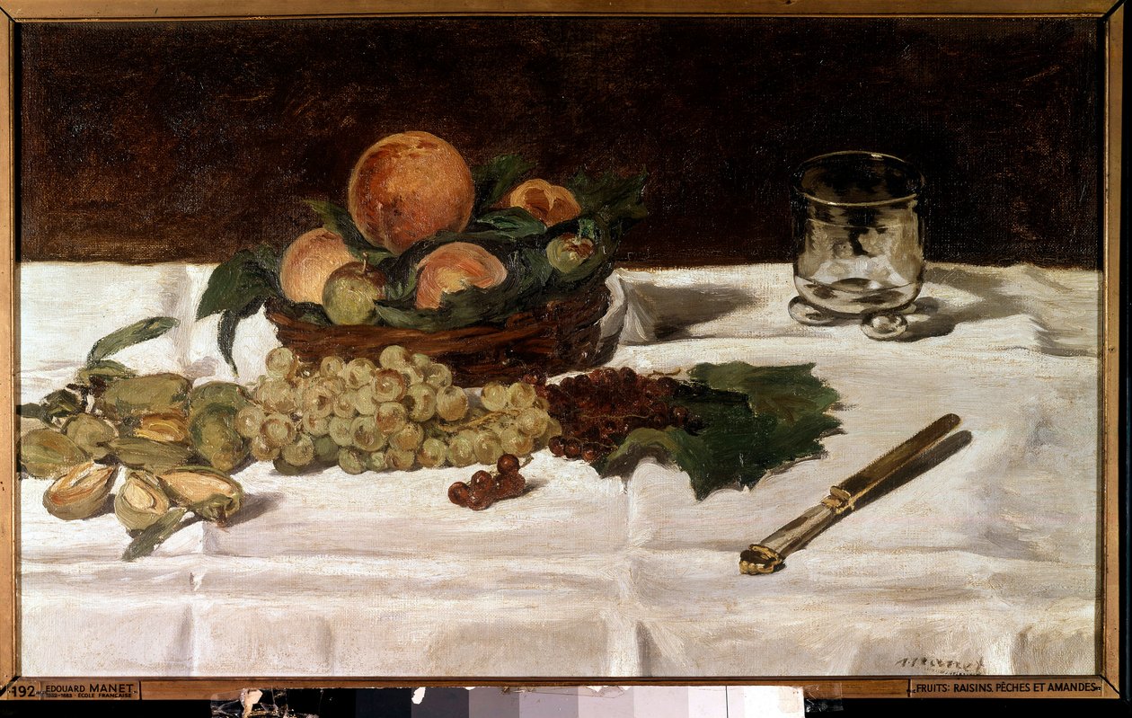 Csendélet, gyümölcsök az asztalon Edouard Manet festménye (1832-1883) 1864 V. 0,45x0,73 m Párizs, Muse d