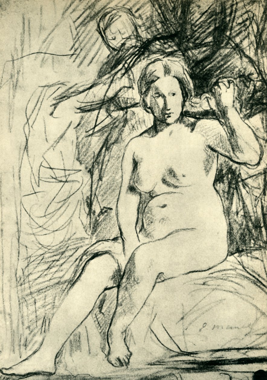 Tanulmány egy ülő meztelen La Toilette-ről, 1858-1860, 1943. alkotó: Édouard Manet