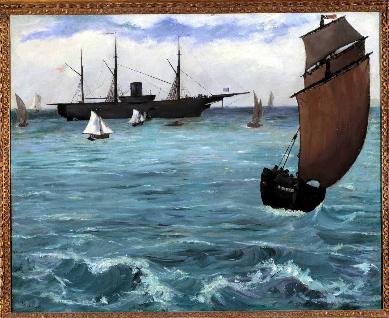 A Kearsarge amerikai hajó Boulogne sur mer festménye Edouard Manet (1832-1883) 1864. Magángyűjtemény alkotó: Édouard Manet