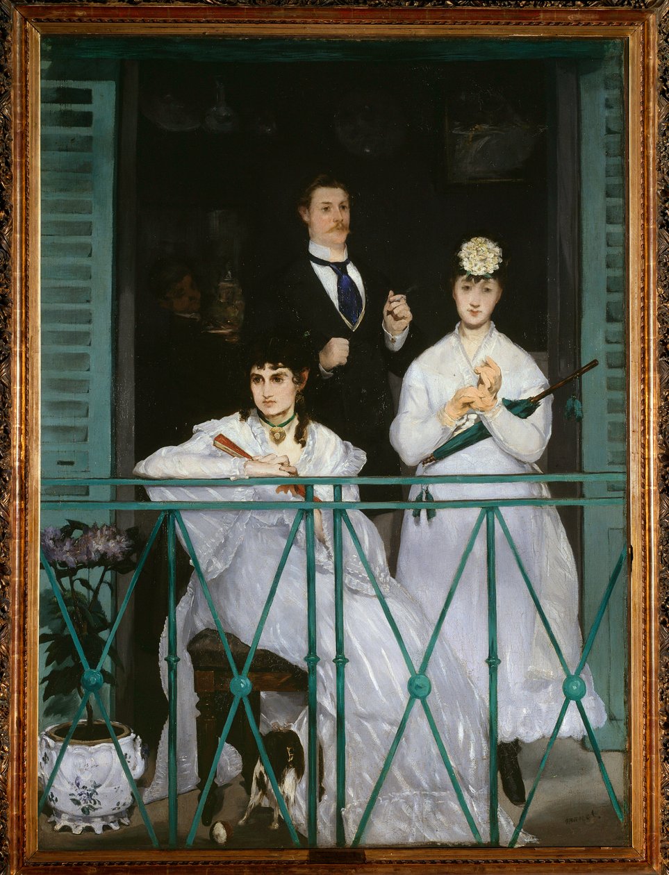 Az erkély (Berthe Morisot, Fanny Claus, Antoine Guillemet és Leon Leenhoff portréi) - olaj, vászon alkotó: Édouard Manet