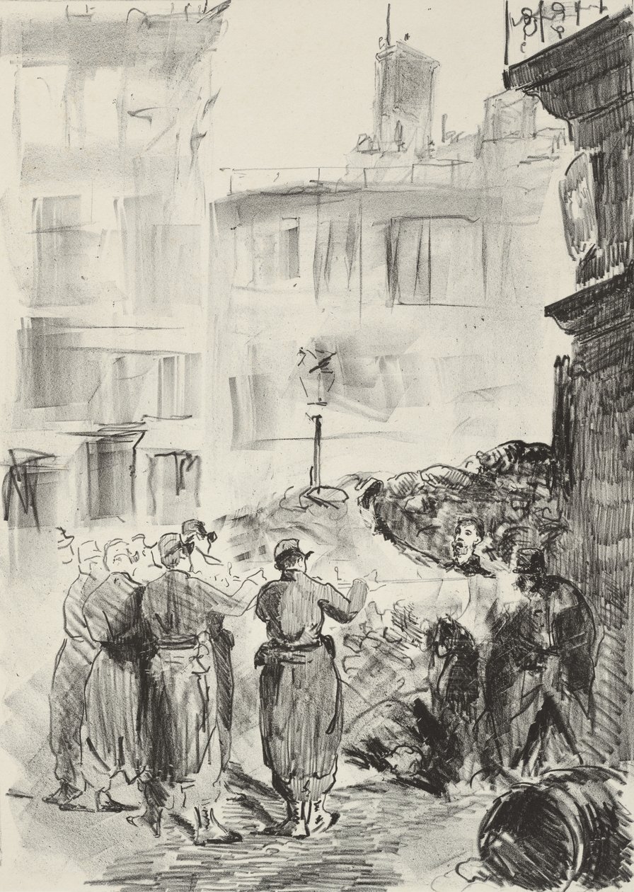 A Barikád, 1871, nyomtatva 1884 alkotó: Édouard Manet
