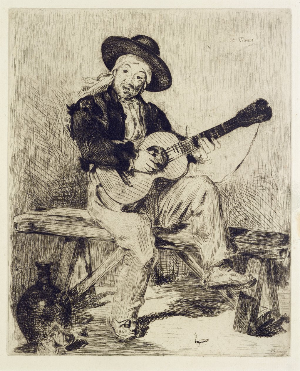 A gitáros (rézkarc) alkotó: Édouard Manet
