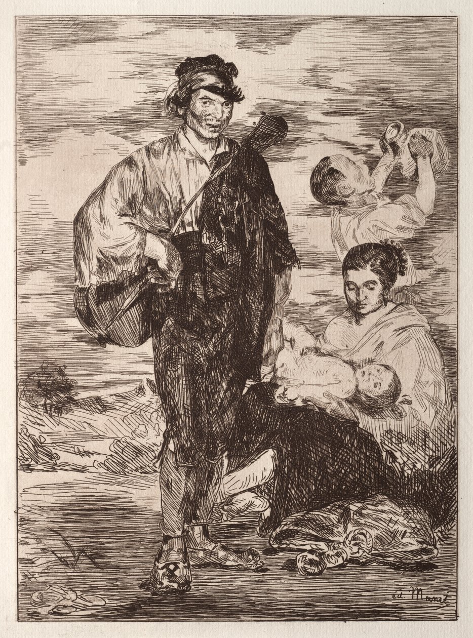A cigányok (metszet) alkotó: Édouard Manet