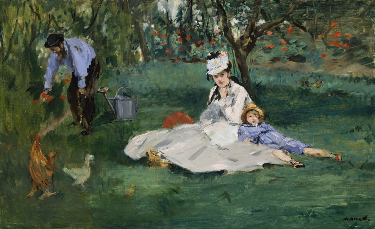 A Monet család a kertjükben Argenteuilban, 1874 alkotó: Édouard Manet