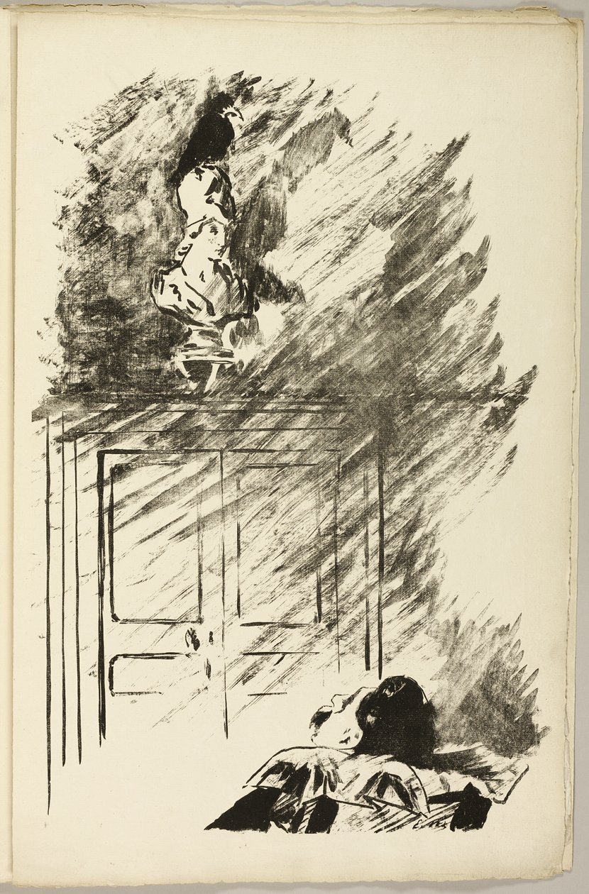 A holló Pallas mellszobrán ("Pallas mellszobrán ülve..."), A hollóból (Le Corbeau) alkotó: Édouard Manet