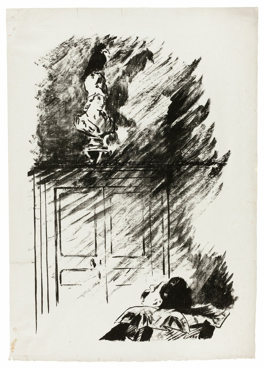 A holló Pallas mellszobrán ("Pallas mellszobrán ülve..."), A hollóból (Le Corbeau) alkotó: Édouard Manet