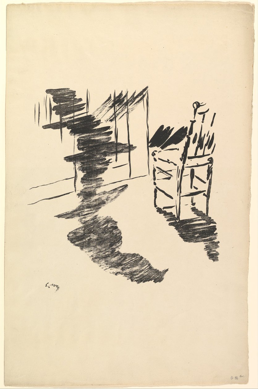 A padlón lebegő árnyék. Illusztráció a Hollóhoz, Edgar Allan Poe, 1875. alkotó: Édouard Manet