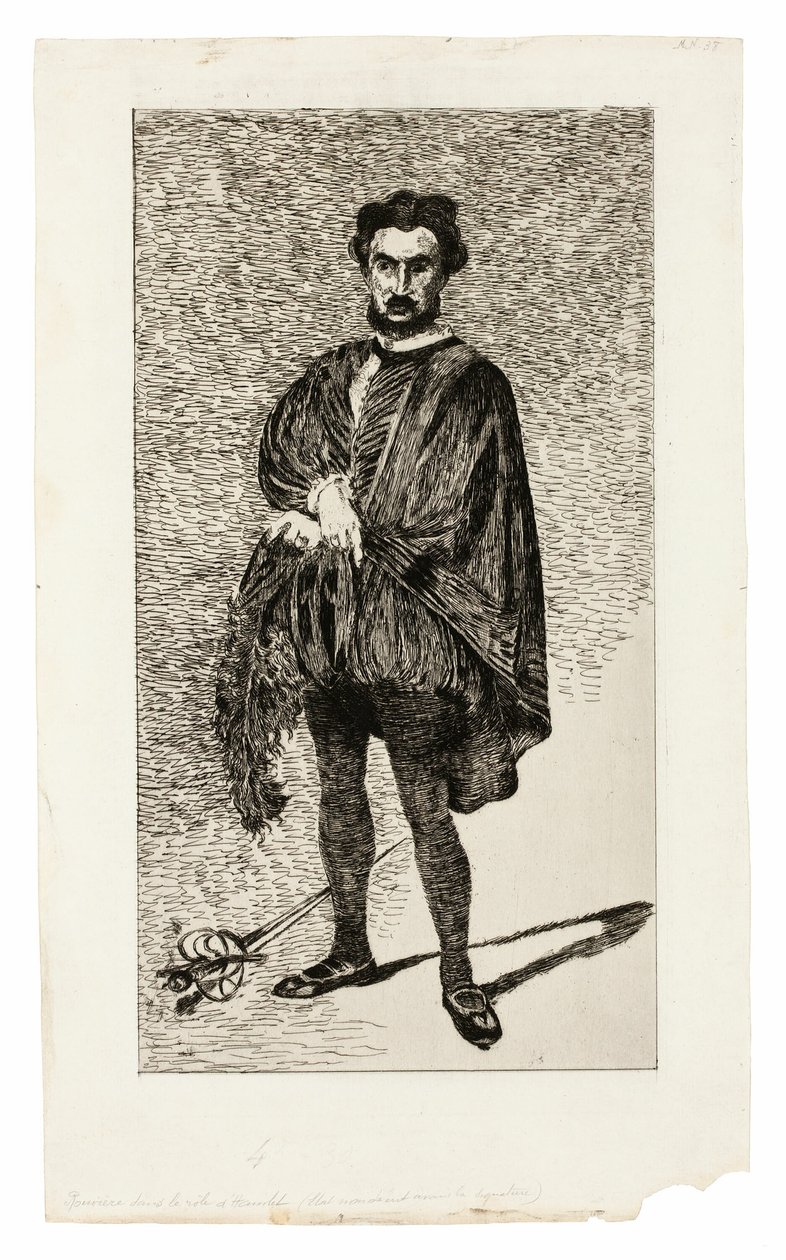 A tragikus színész (Rouvière Hamlet szerepében) alkotó: Édouard Manet