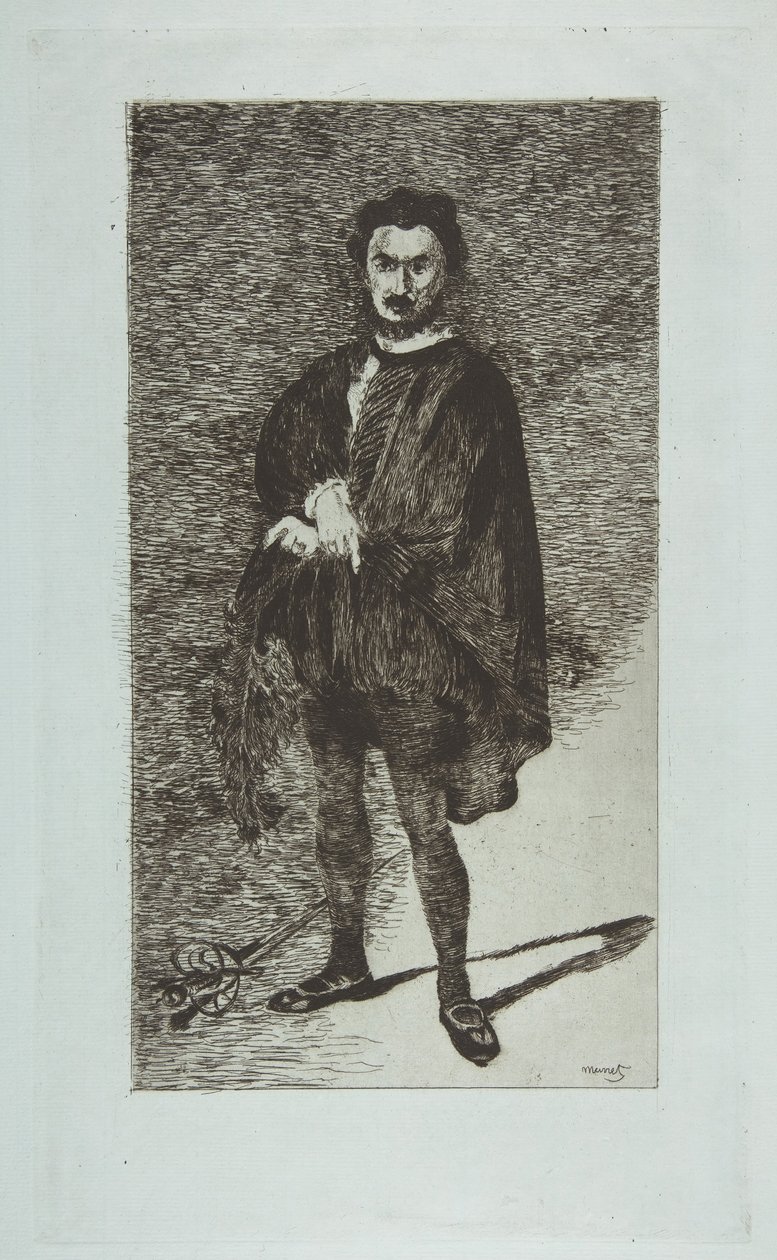 A tragikus színész: Rouvière Hamlet szerepében, 1865-66. alkotó: Édouard Manet