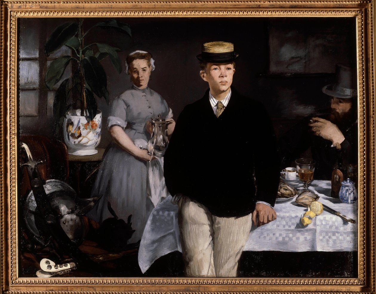 A reggeli a műhelyben Edouard Manet festménye (1832-1883) 1868 V. 1,18x1,54 m München, Neue Pinakothek - Reggeli a stúdióban. Edouard Manet festménye (1832-1883) alkotó: Édouard Manet