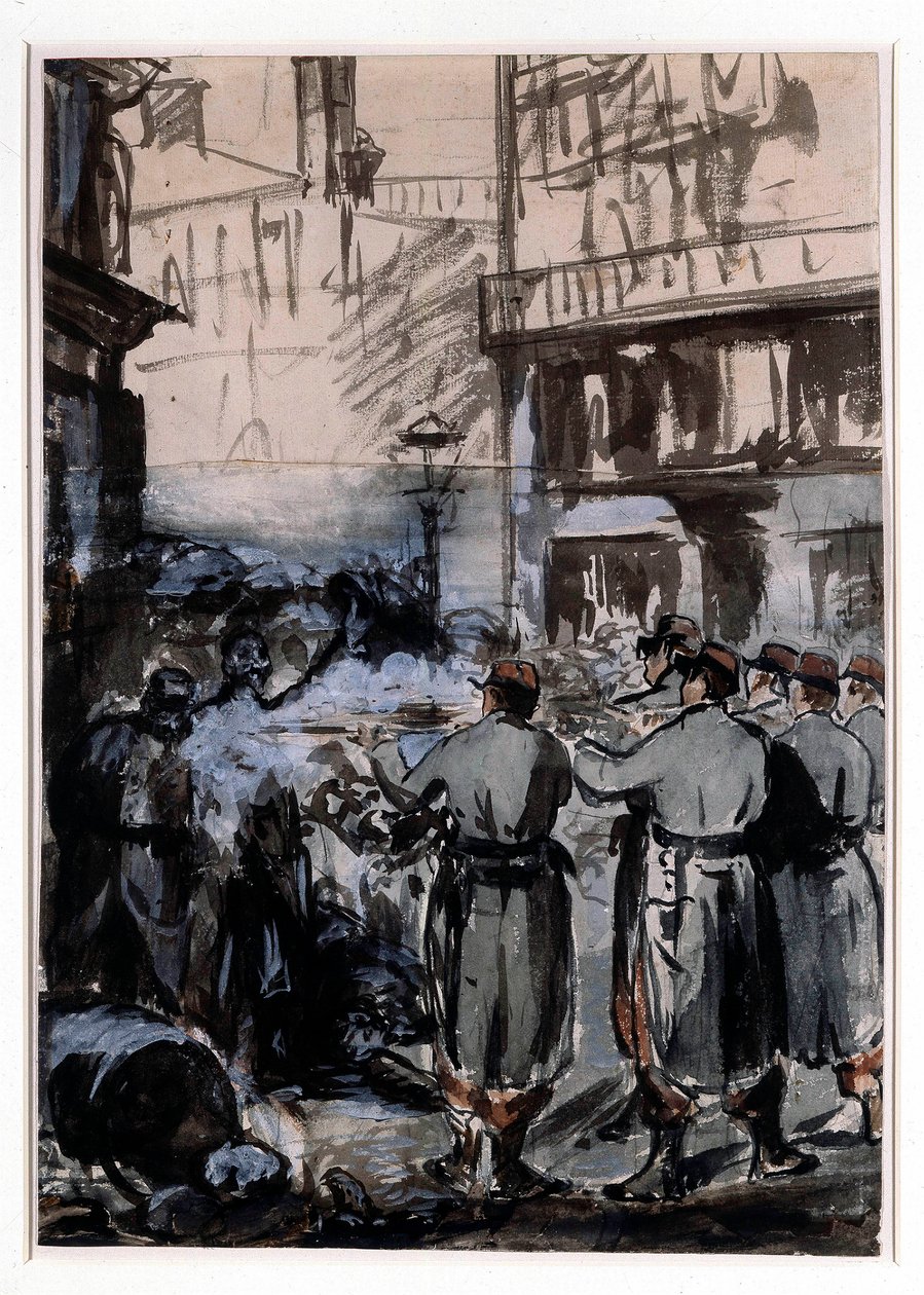 1871-es város: „A barikád” Edouard Manet (1832-1883) rajza 1871 Dim. 46,2 x 32,5 m alkotó: Édouard Manet