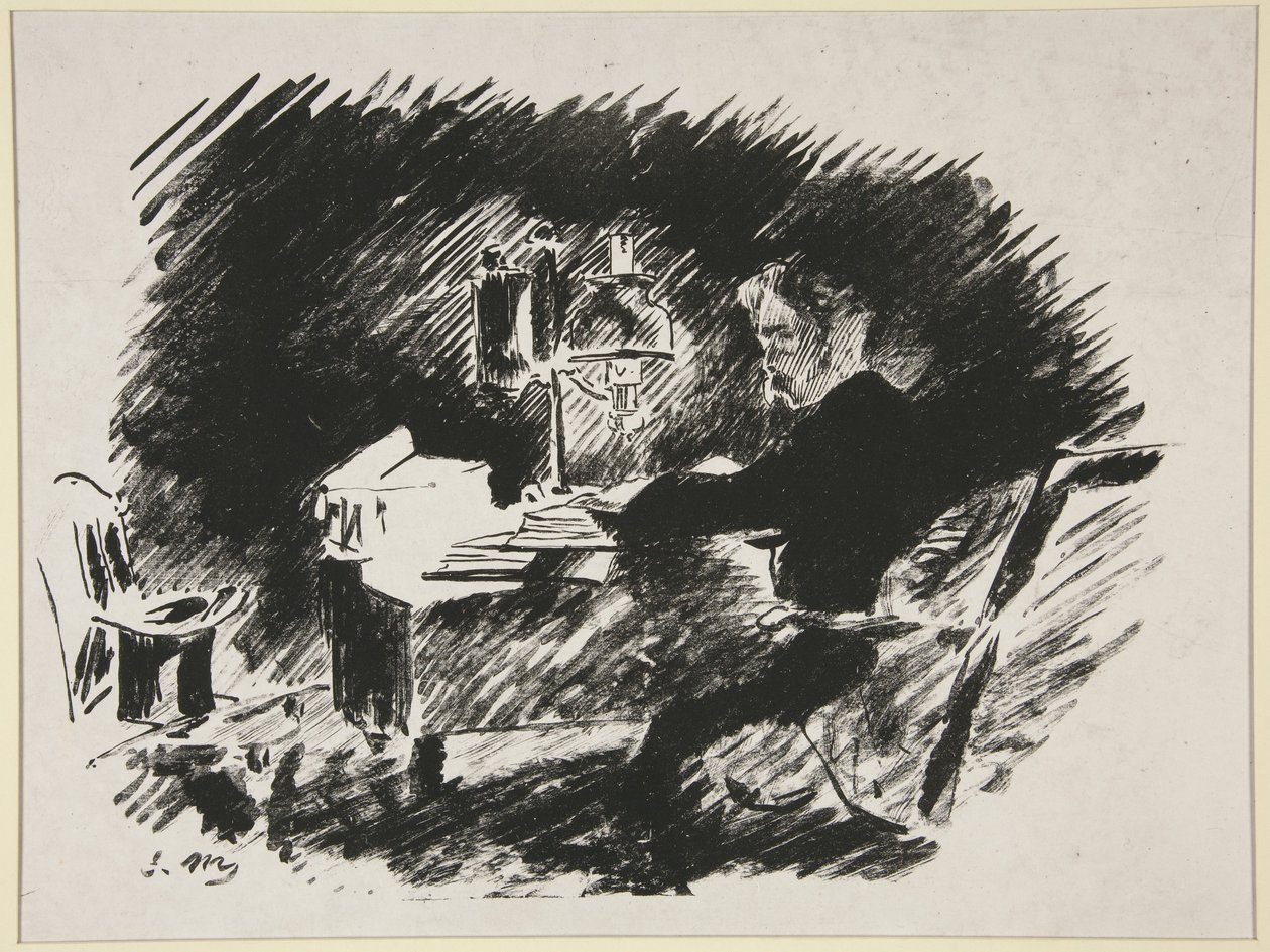 A lámpa alatt, Mallarmé Poe „A holló” című művének fordításához készült első illusztráció alkotó: Édouard Manet