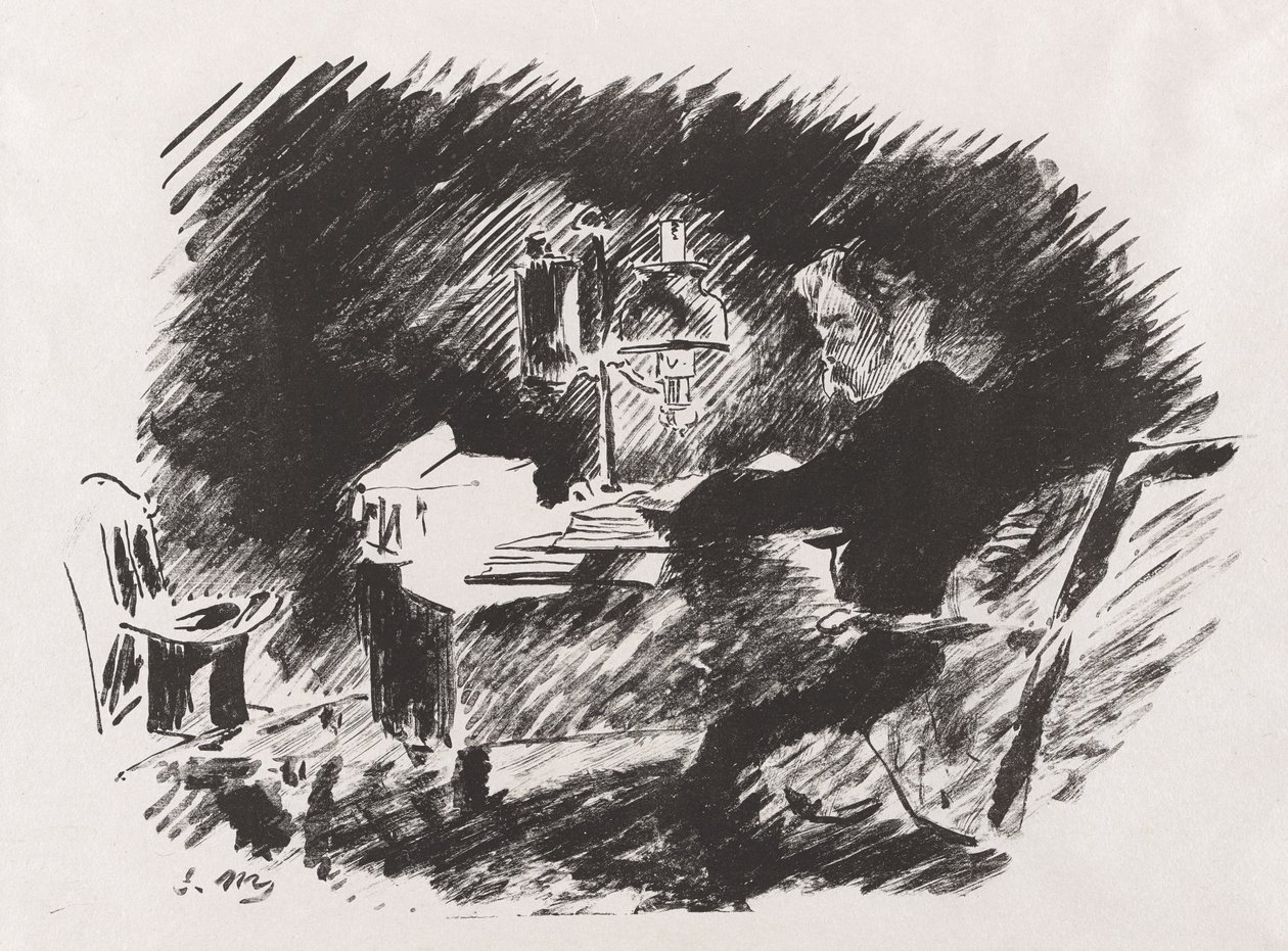 A lámpa alatt, Stéphane Mallarmé Edgar Allan Poe A holló című művéhez készített fordításából alkotó: Édouard Manet