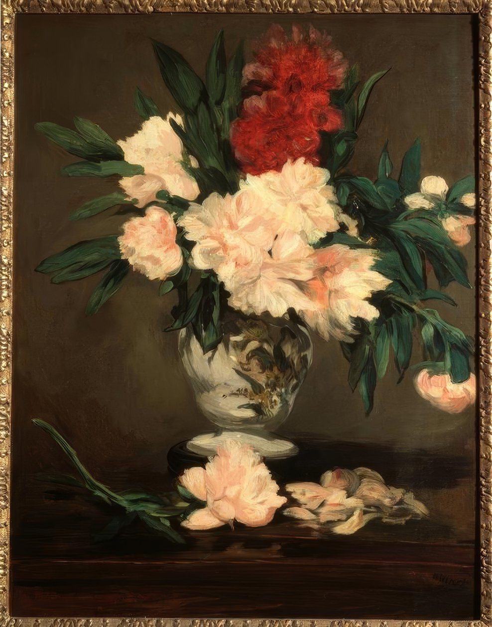 Pünkösdi rózsa váza a talapzaton alkotó: Édouard Manet