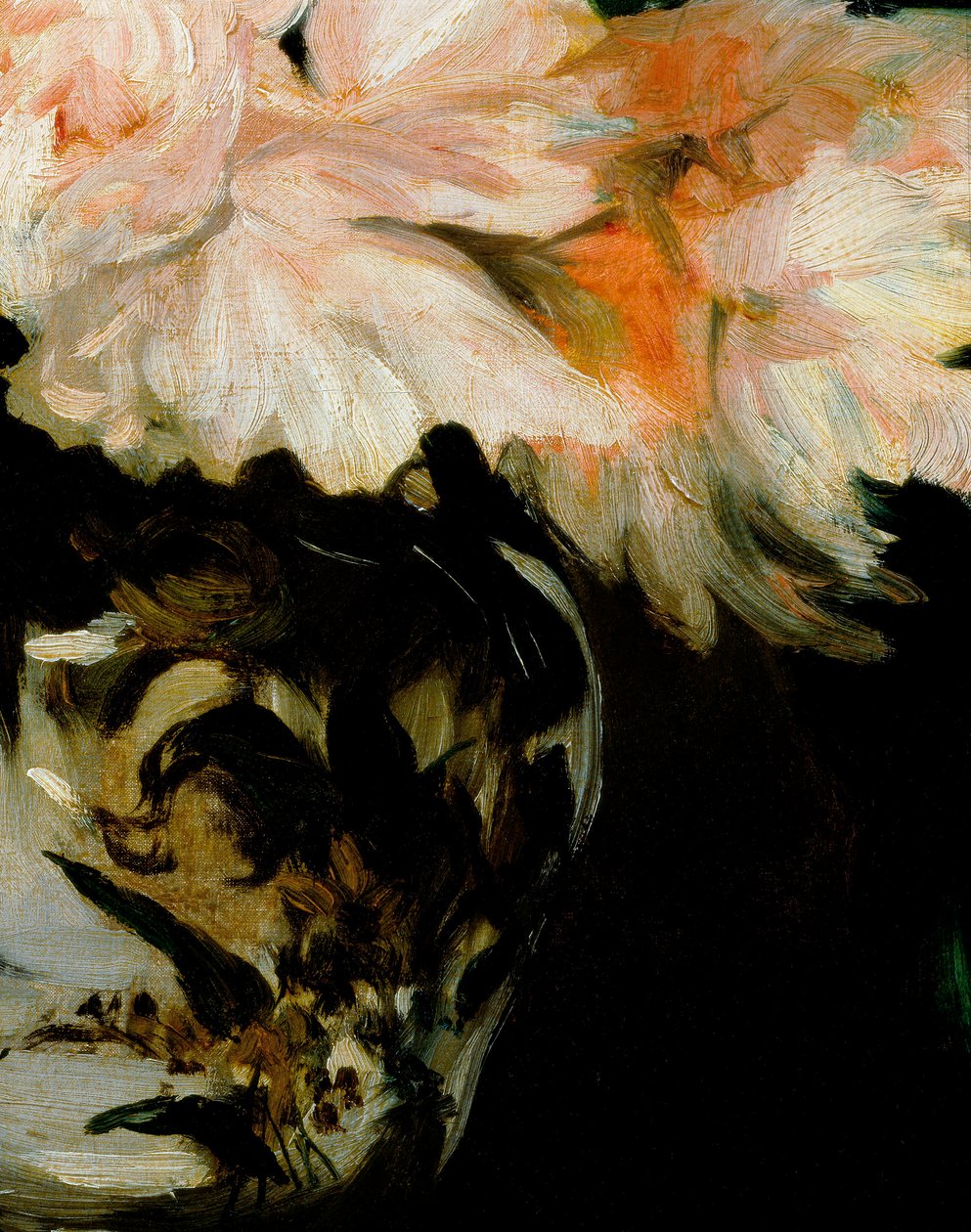 Pünkösdi rózsa váza lábzuhanyon, részlet alkotó: Édouard Manet