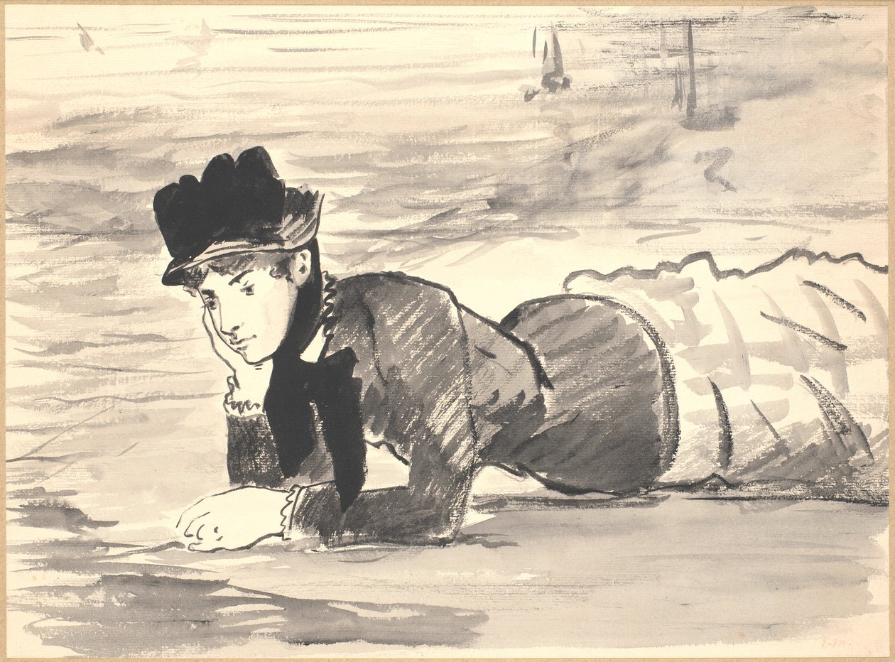 Nő feküdt a tengerparton. Annabel Lee alkotó: Édouard Manet