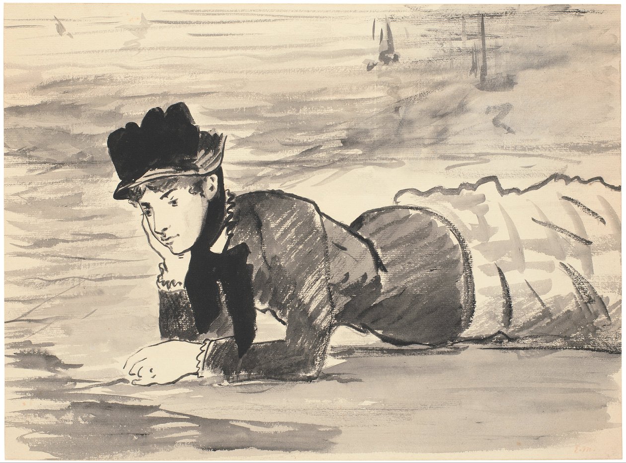 Nő feküdt a tengerparton. Annabel Lee alkotó: Édouard Manet