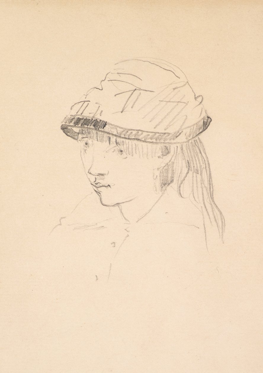 Fiatal lány kerek kalapban, 1878-79 (grafit papíron) alkotó: Édouard Manet