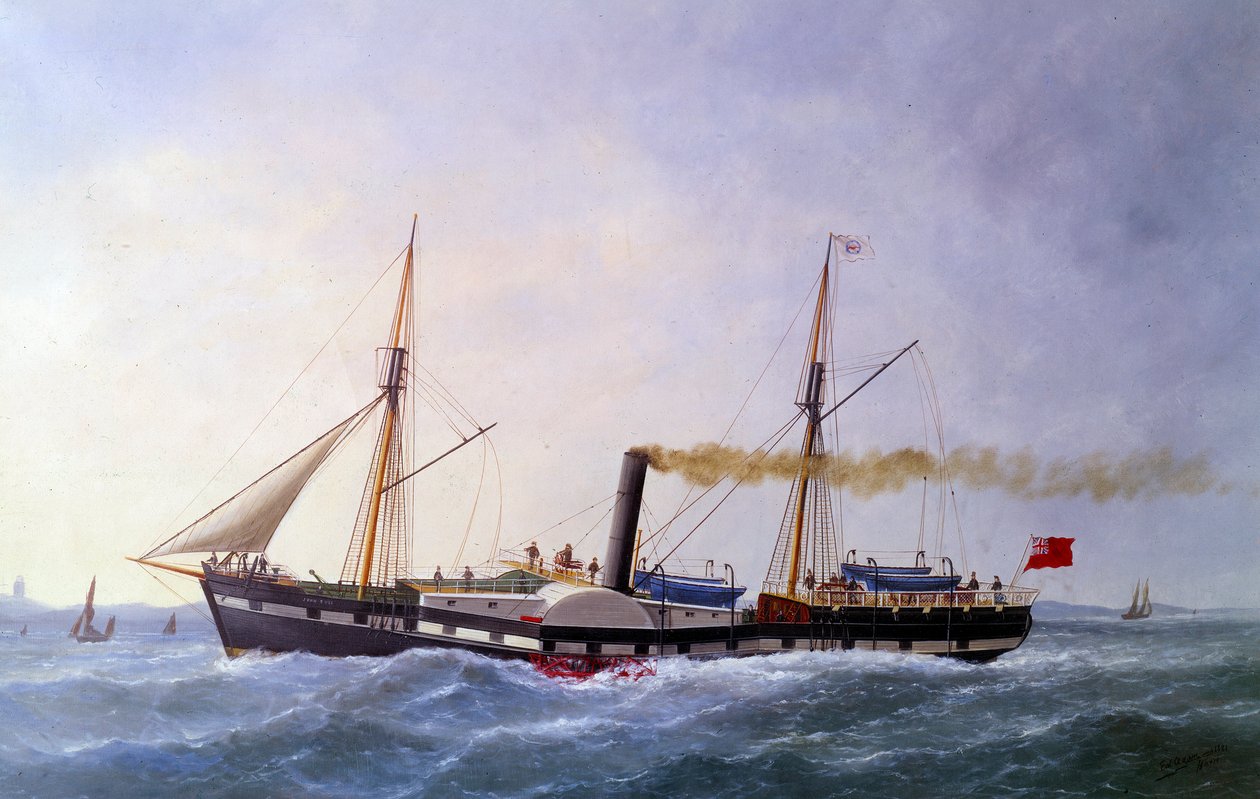 John Bull gőzöse. Edouard Adam (1847-1929) festménye 19. századi Párizs, Musee de la Marine alkotó: Edouard Marie Adam
