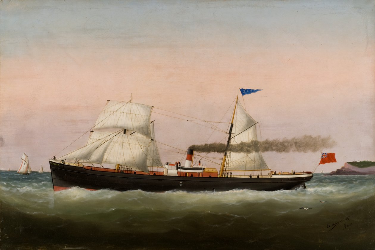 Vitorlás hajók, Le Havre, 1877 alkotó: Edouard Marie Adam
