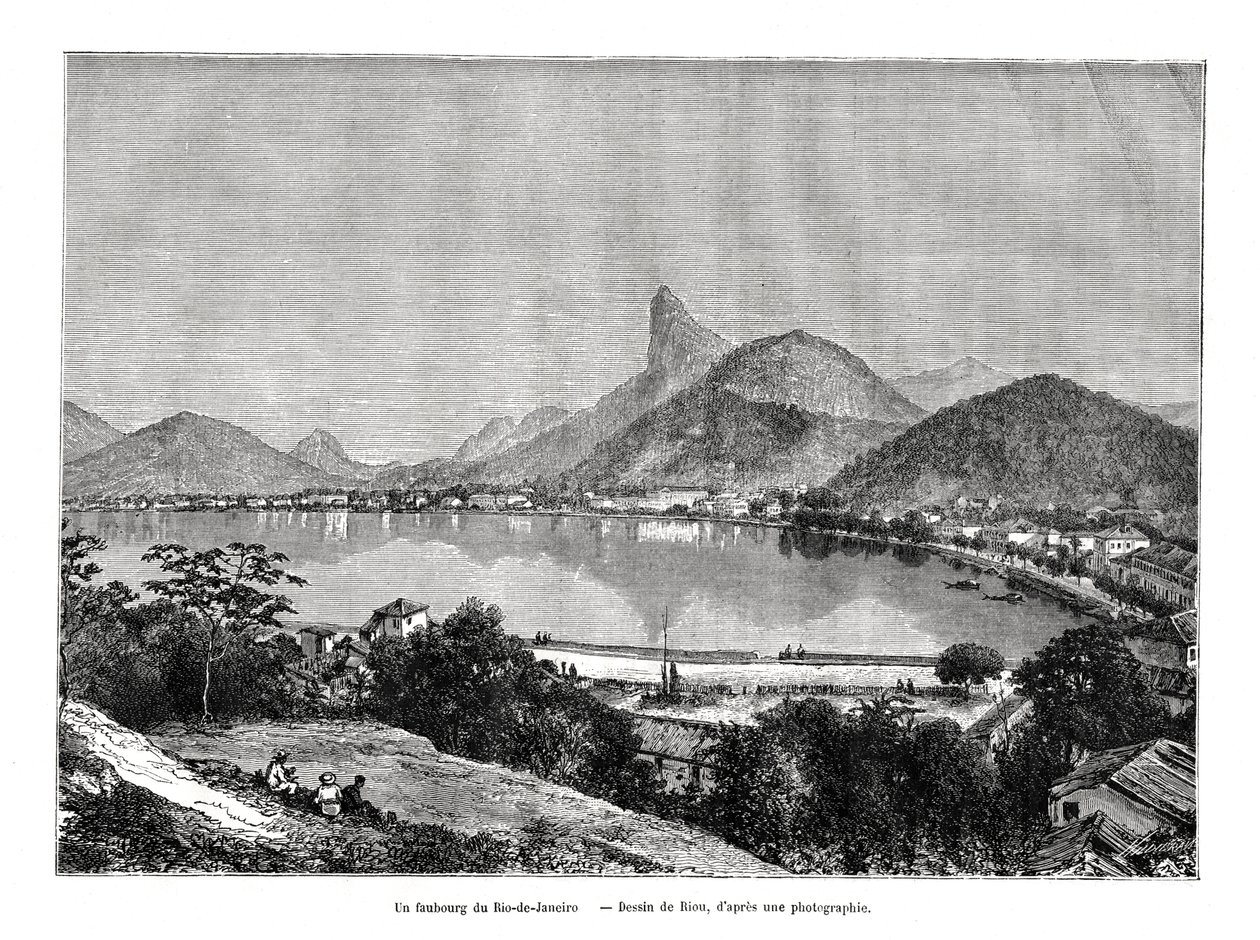 Rio de Janeiro külvárosa, Brazília, 19. század alkotó: Edouard Riou