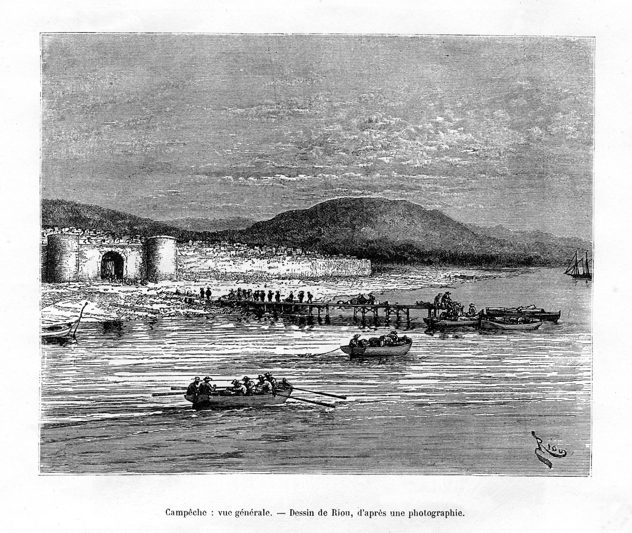 Campeche, Yucatan, Mexikó, 19. század alkotó: Edouard Riou
