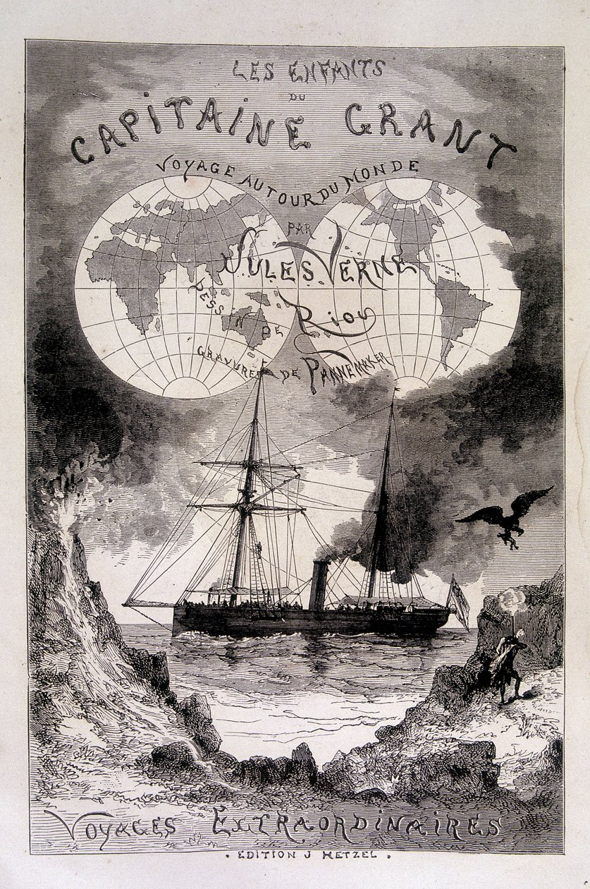 Frontispice „Grant kapitány gyermekei”, Jules Verne alkotó: Edouard Riou