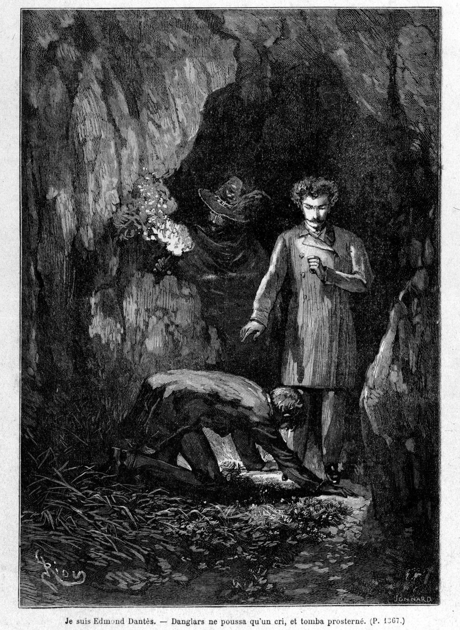 Edmond Dantès vagyok – Riou metszete, A. Dumas „” Monte-Cristo grófja” című művében, szerk. Jules Rouff & Cie alkotó: Edouard Riou