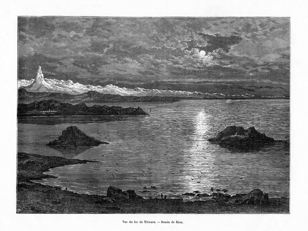 Titicaca-tó, Dél-Amerika, 19. század alkotó: Edouard Riou