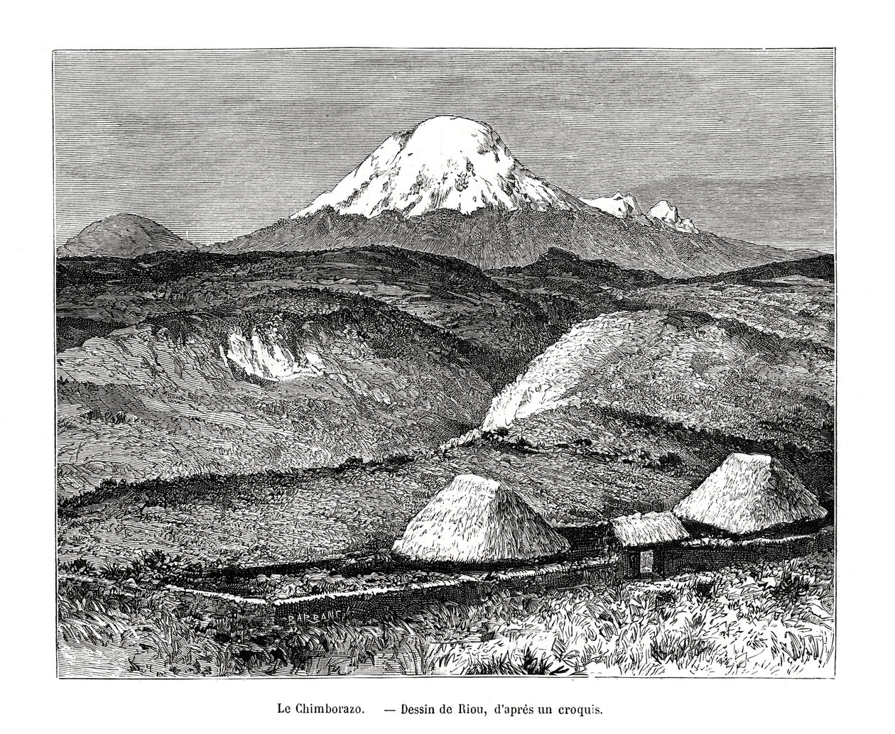 Mount Chimborazo, Ecuador, 19. század alkotó: Edouard Riou
