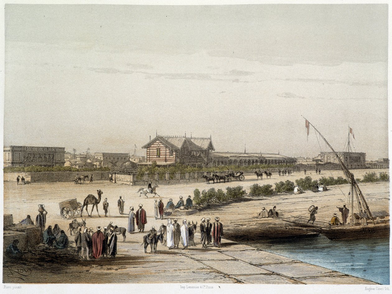 A csatorna jelenete és képe a Szuezi-csatorna felavatásában, G. Nicole. 1869 alkotó: Edouard Riou