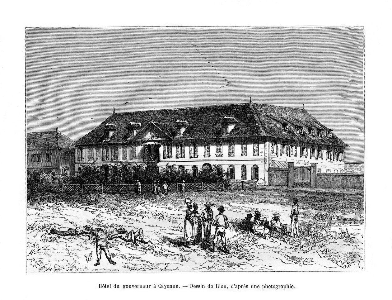 A kormányzó háza, Cayenne, Francia Guyana, Dél-Amerika, 19. század alkotó: Edouard Riou
