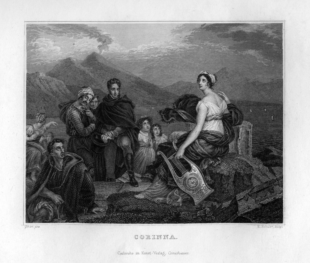 Corinna, ókori görög költő, 1833-ban alkotó: Edouard Schuler