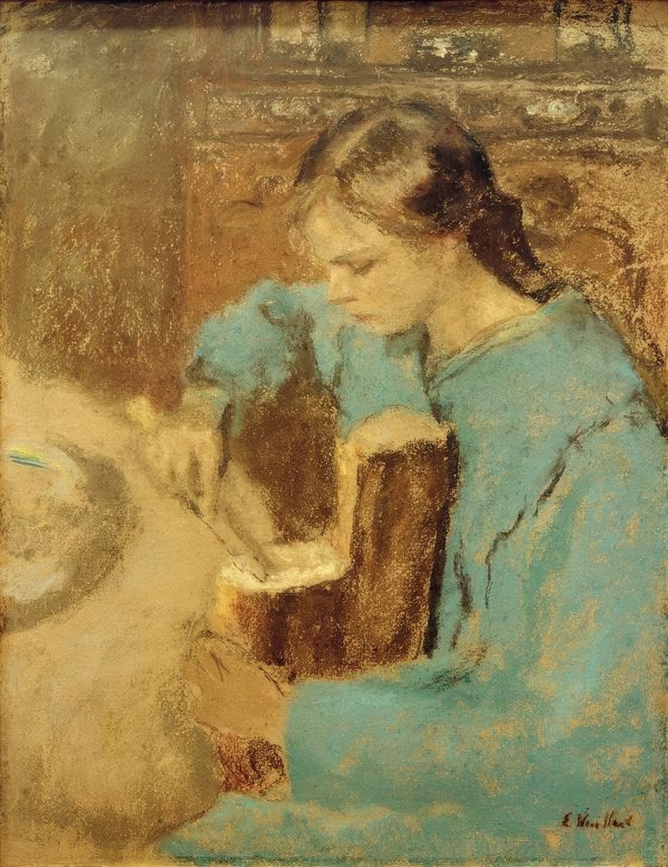 Annette egy vekni kenyérrel alkotó: Edouard Vuillard