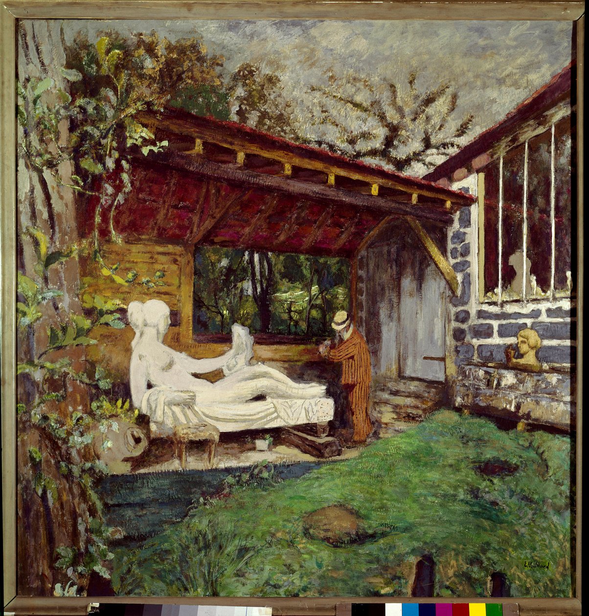 Aristide Maillol befejezi a Paul Cezanne tiszteletére készült szobrot, XX. század (olaj, vászon) alkotó: Edouard Vuillard