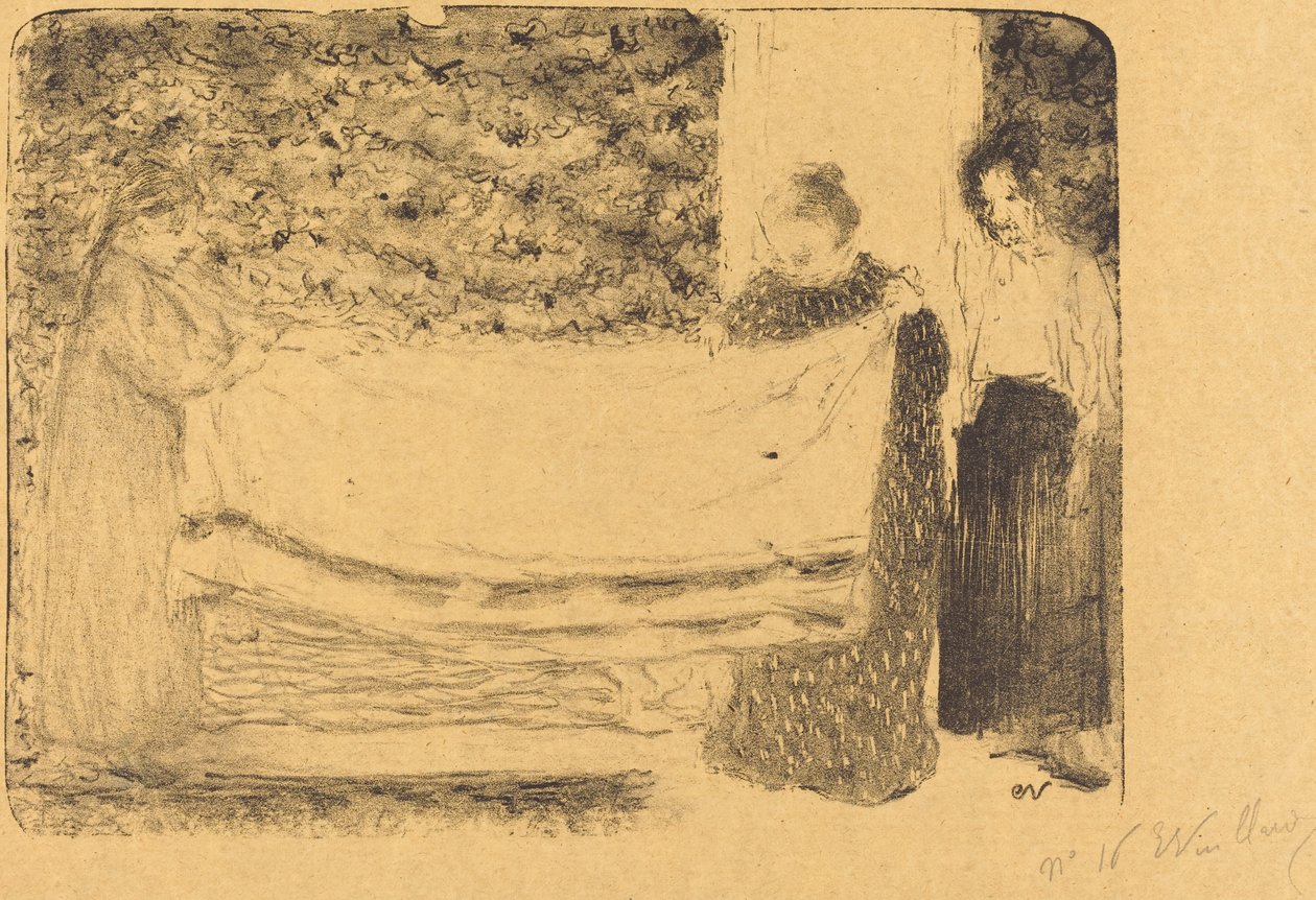 Az ágynemű hajtogatása Az ágynemű hajtogatása, 1893. alkotó: Edouard Vuillard