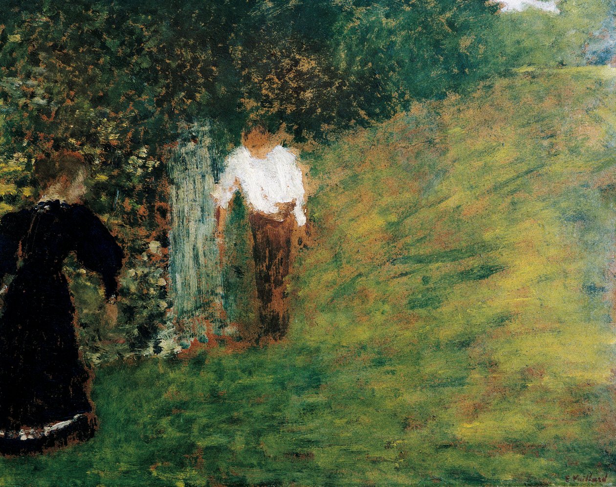 Férfi és nő egy fa közelében alkotó: Edouard Vuillard