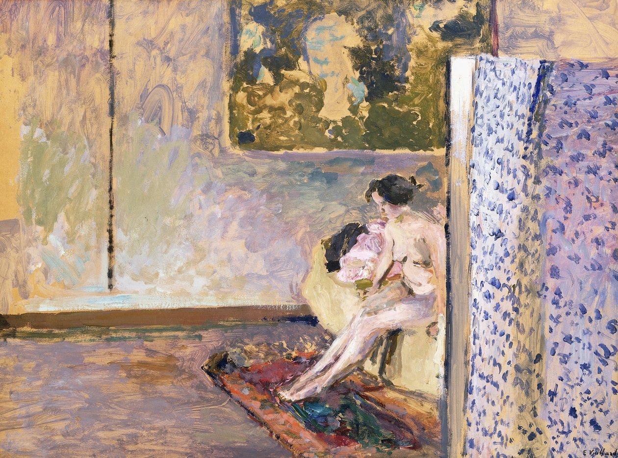 Bonnard Stúdiójában a Rue de Douai 60. szám alatt: Akt a képernyő mellett; A Bonnard Stúdiójában, Rue de Douai 60.: Nu au Paravent, alkotó: Edouard Vuillard