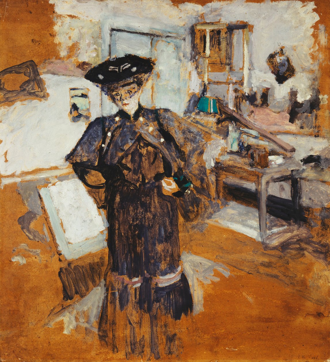Hölgy fátyolban, csípőre tett kézzel; Fátyolos hölgy, csípőre tett kézzel, 1902-03 körül alkotó: Edouard Vuillard