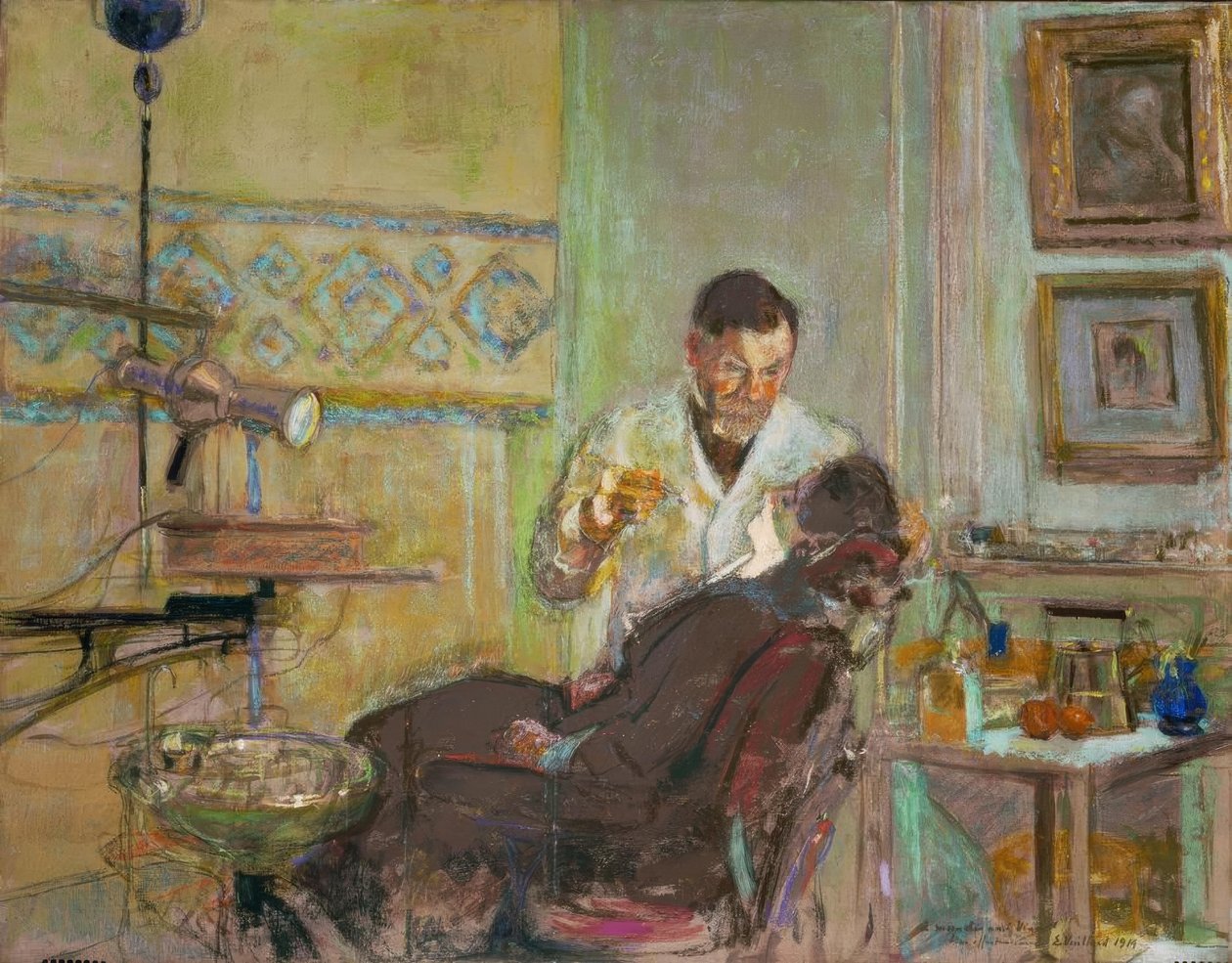 Georges Viau orvos a fogorvosi rendelőjében alkotó: Edouard Vuillard